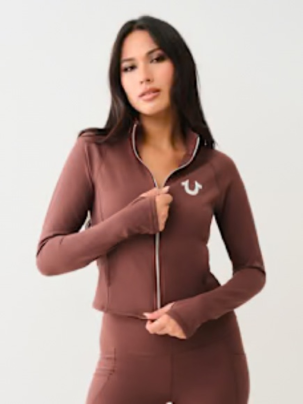 True Religion Deep Mahogany Full-Zip Athletic Jacket and Boot Cut Leggings